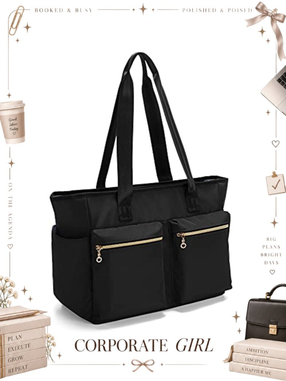 Damero Teacher Bag Zip Top Padded Laptop Sleeve Tote Nylon Utility